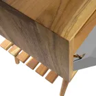 Fristående badrumsskåp i naturlig teak med grå färgstöd - Gatien Viadurini