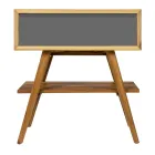 Fristående badrumsskåp i naturlig teak med grå färgstöd - Gatien Viadurini