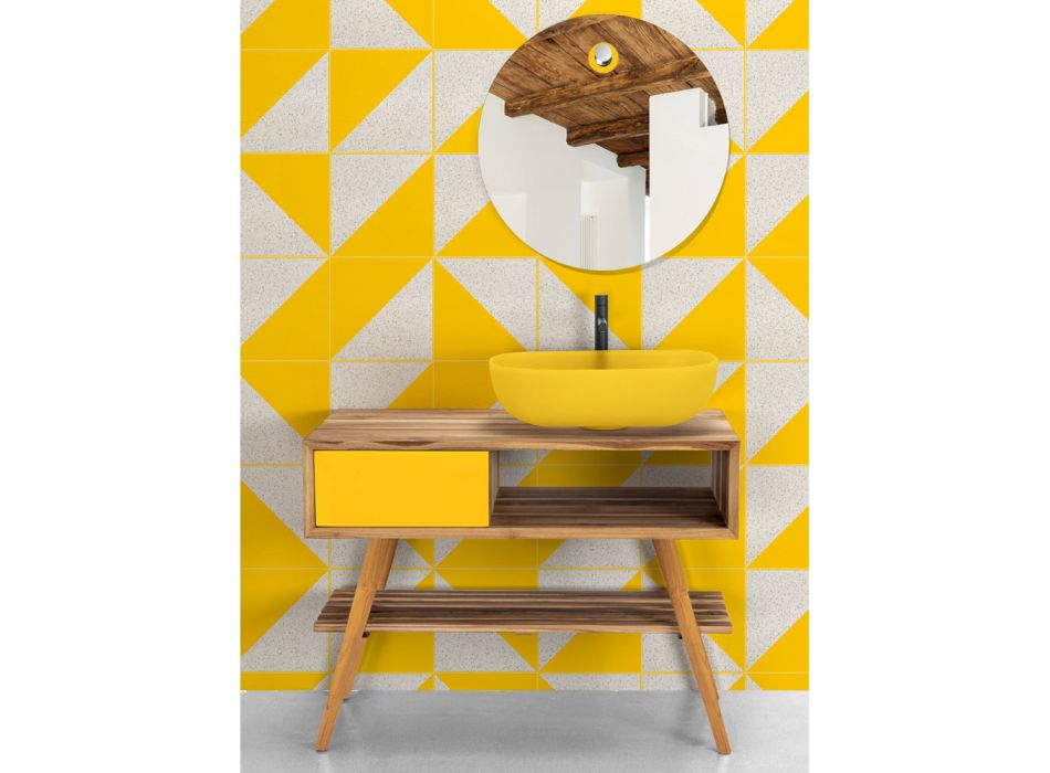 Modernt gult badrumsskåp med stor hylla och byrå - Benoit Viadurini