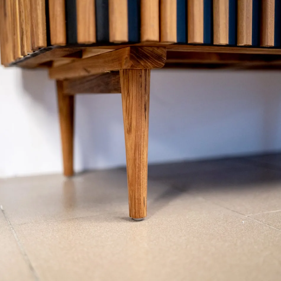 Handgjort badrumsskåp i massiv teak och mahogny - Heliconia Viadurini