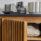 Handgjort badrumsskåp i massiv teak och mahogny - Heliconia Viadurini