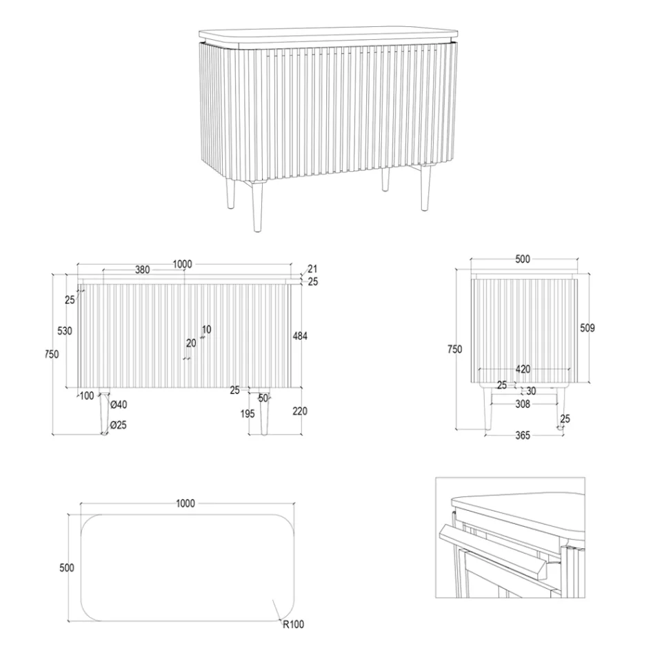 Handgjort badrumsskåp i massiv teak och mahogny - Heliconia Viadurini