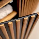 Handgjort badrumsskåp i massiv teak och mahogny - Heliconia Viadurini