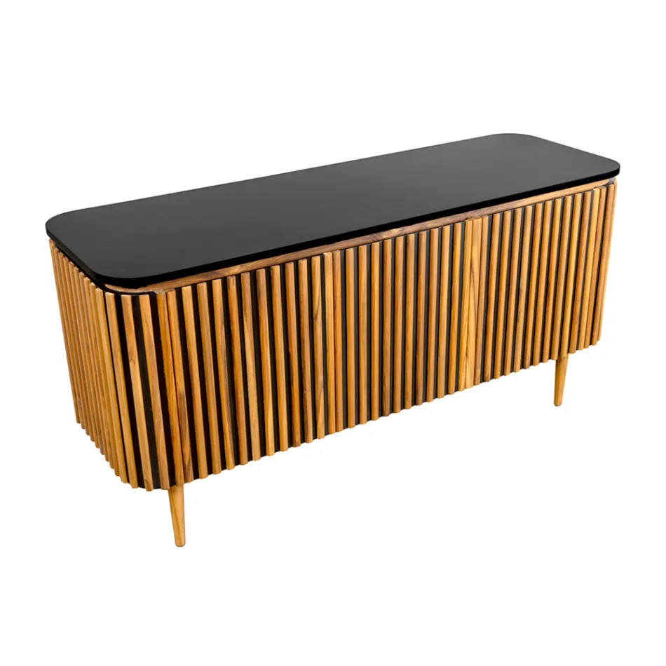 Handgjort badrumsskåp i massiv teak och mahogny - Heliconia Viadurini