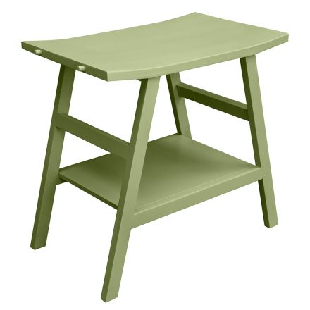 Modernt badrumsskåp med grön hylla och handdukskrokar - Crina Viadurini