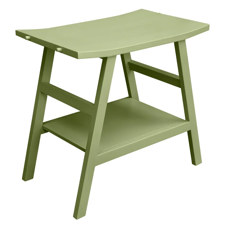 Modernt badrumsskåp med grön hylla och handdukskrokar - Crina Viadurini