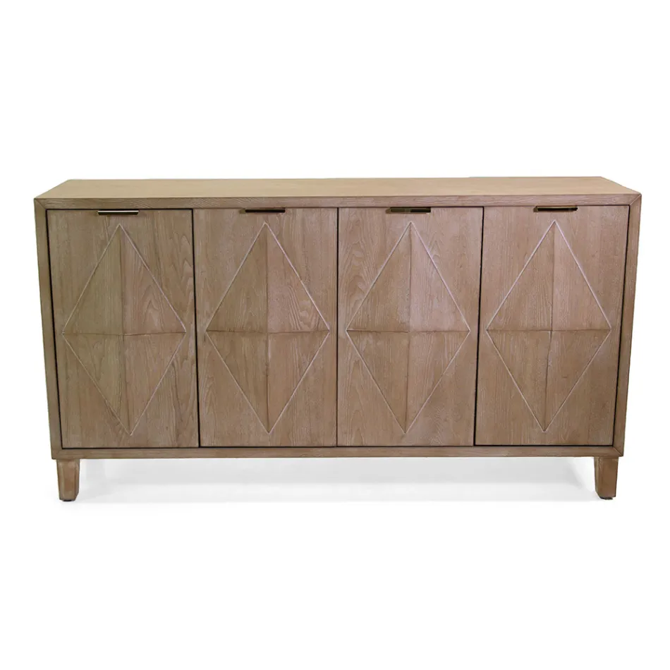 Inomhusskåp med 4 dörrar med MDF-faner och ben av gran - Tempesta Viadurini