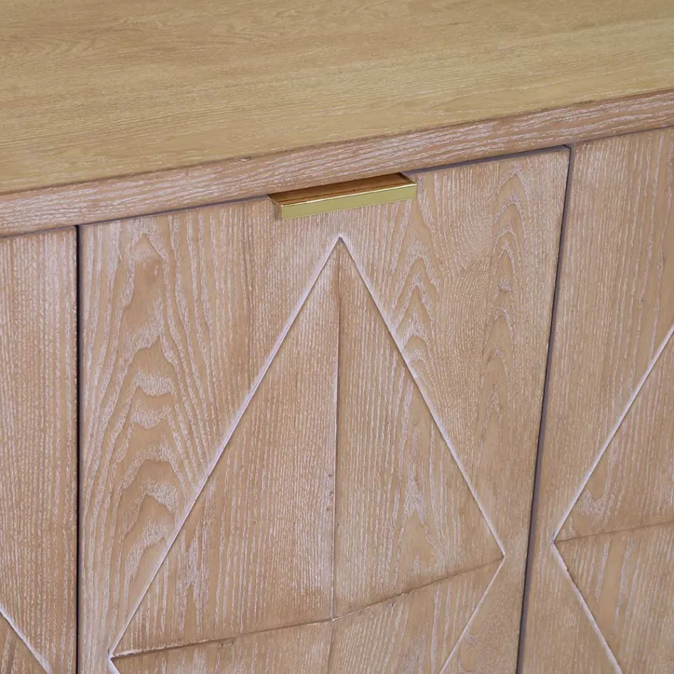 Inomhusskåp med 4 dörrar med MDF-faner och ben av gran - Tempesta Viadurini