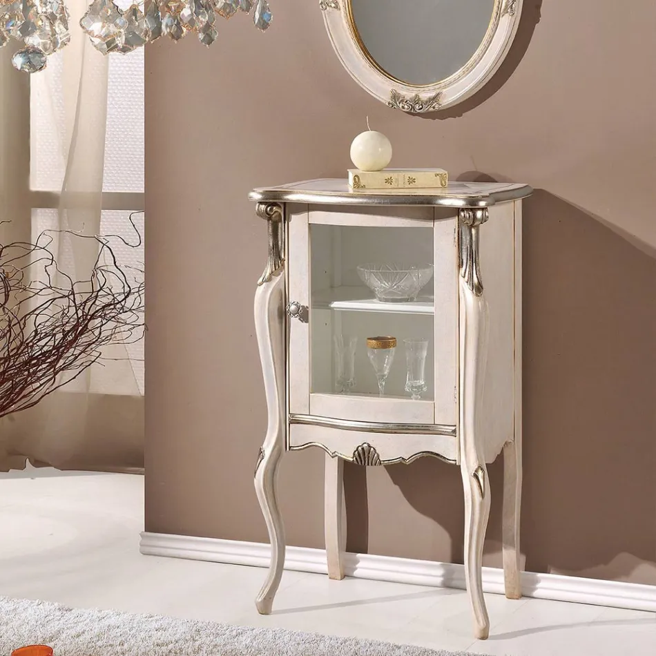 Klassisk vardagsrumsmöbler med 1 glas- eller trädörr Tillverkad i Italien - London Viadurini