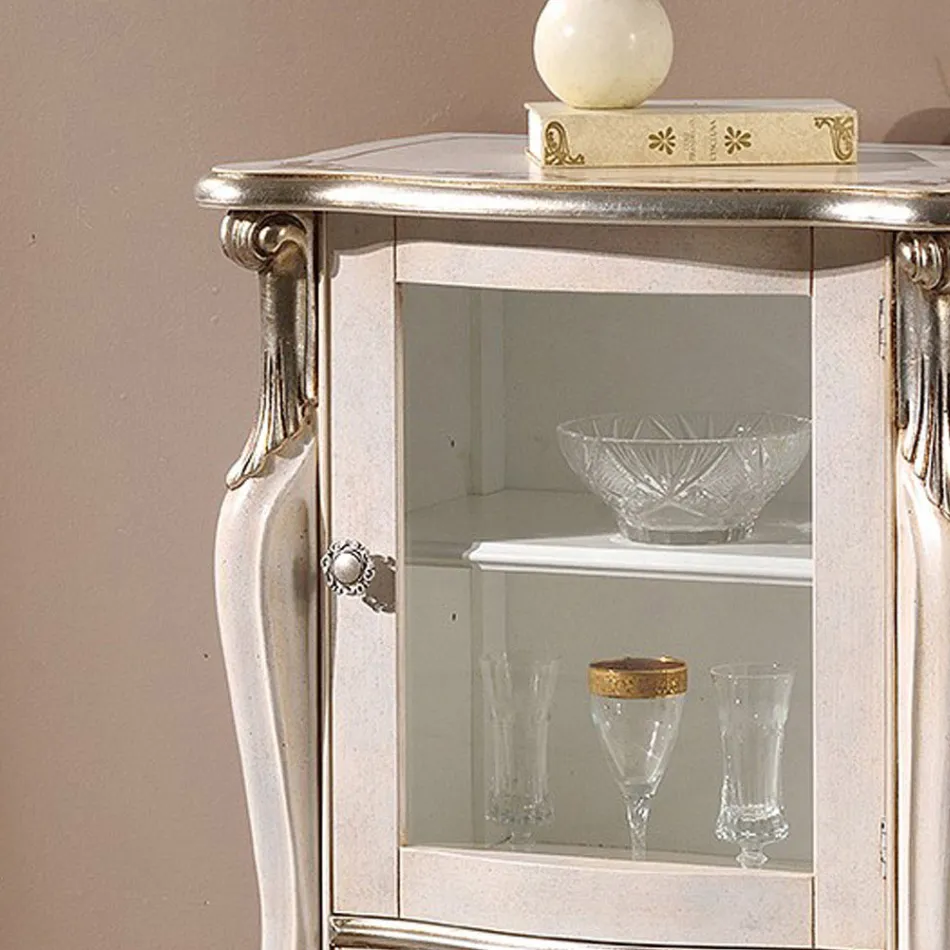 Klassisk vardagsrumsmöbler med 1 glas- eller trädörr Tillverkad i Italien - London Viadurini