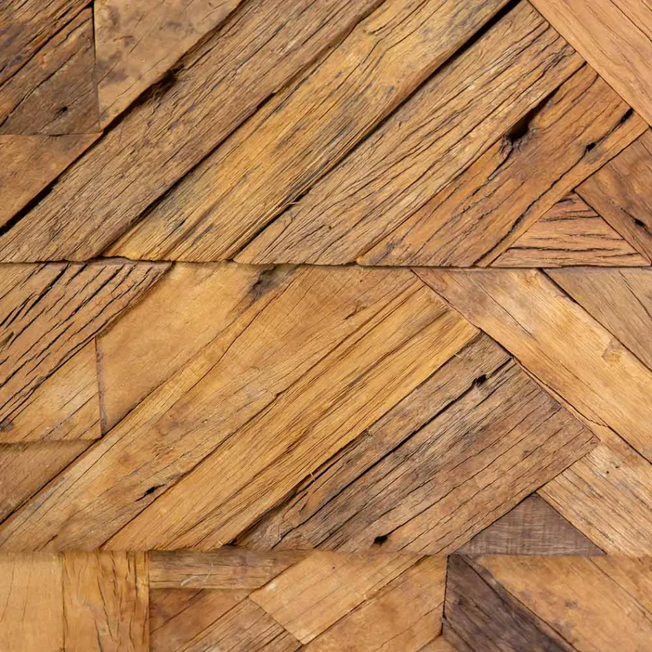 Vardagsrumsskåp i svart metall med 3 trälådor - Wreck Viadurini