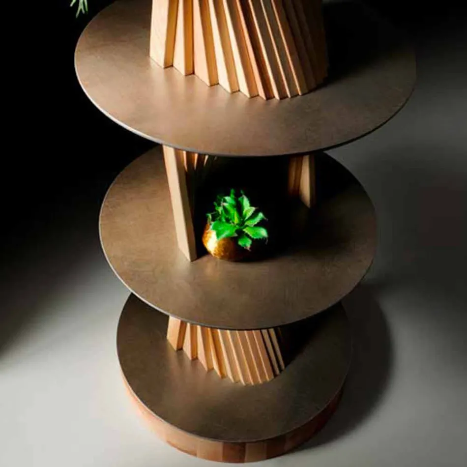 Designmöbler i trä med runda hyllor i Gres Made in Italy - Aspide Viadurini