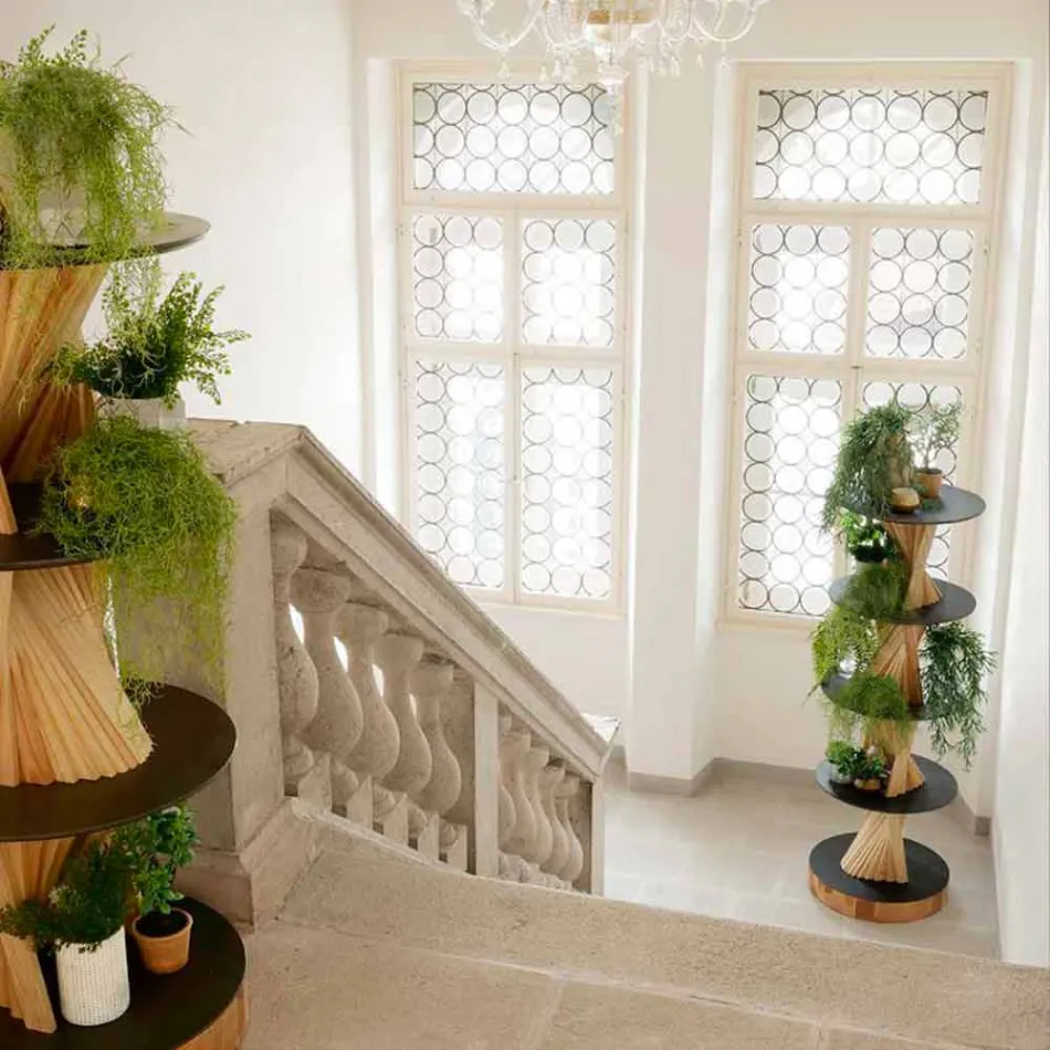 Designmöbler i trä med runda hyllor i Gres Made in Italy - Aspide Viadurini