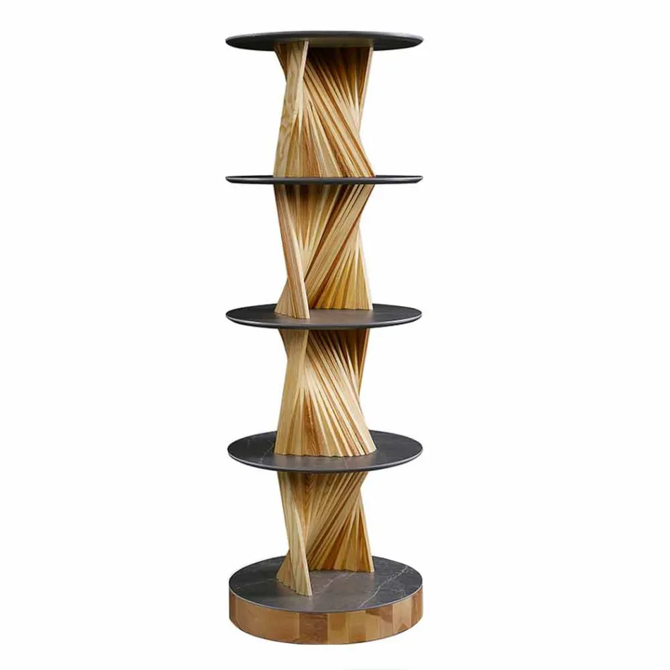 Designmöbler i trä med runda hyllor i Gres Made in Italy - Aspide Viadurini