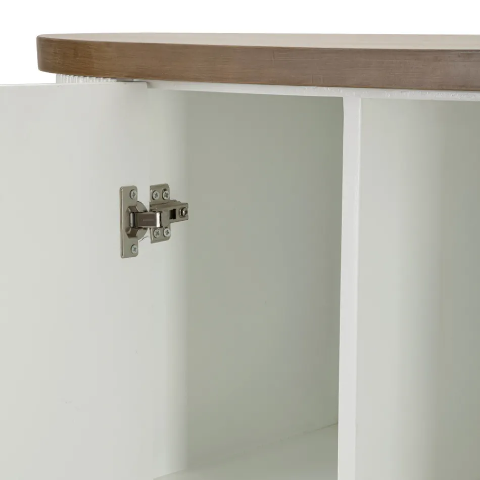 Träskåp med topp och rundade insatser med 2 dörrar och 2 hyllor - Rachel Viadurini