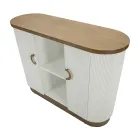 Träskåp med topp och rundade insatser med 2 dörrar och 2 hyllor - Rachel Viadurini