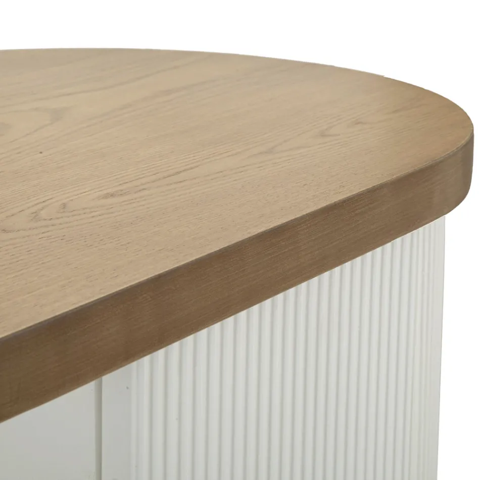 Träskåp med topp och rundade insatser med 2 dörrar och 2 hyllor - Rachel Viadurini