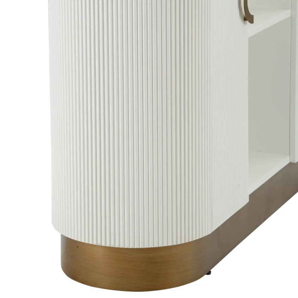 Träskåp med topp och rundade insatser med 2 dörrar och 2 hyllor - Rachel Viadurini