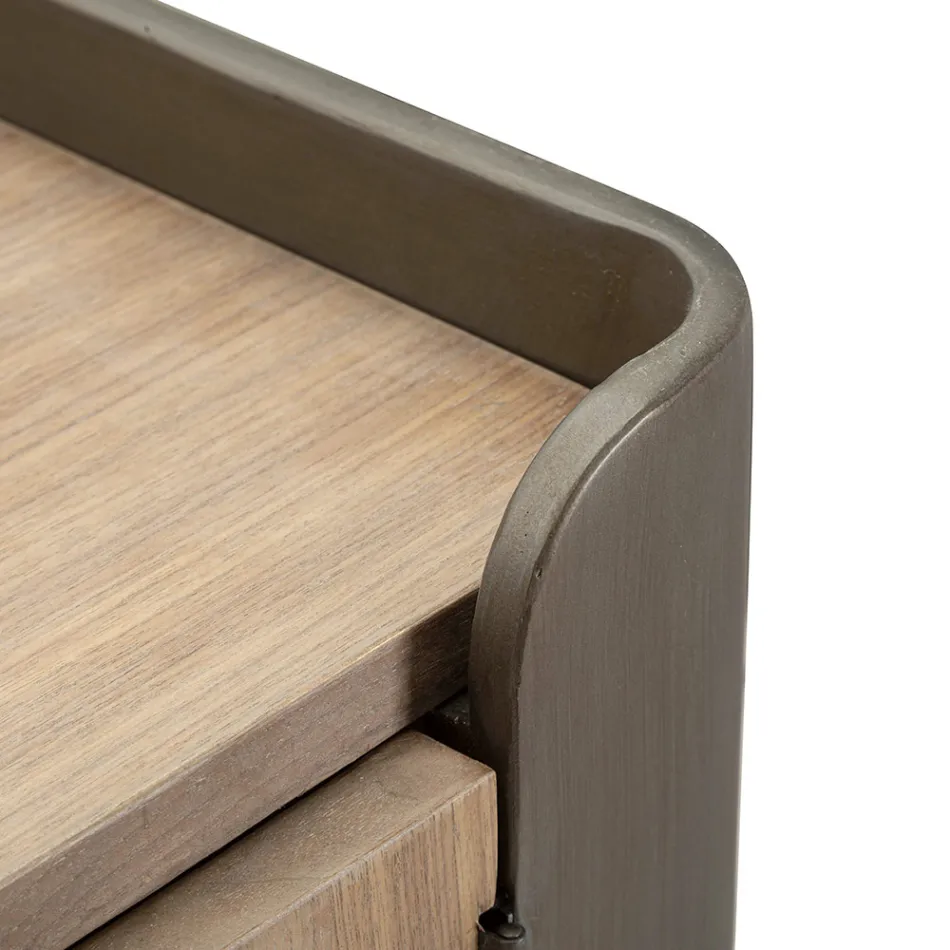 Skåp i granträ och gråjärn med 3 lådor och 2 dörrar - Cooper Viadurini