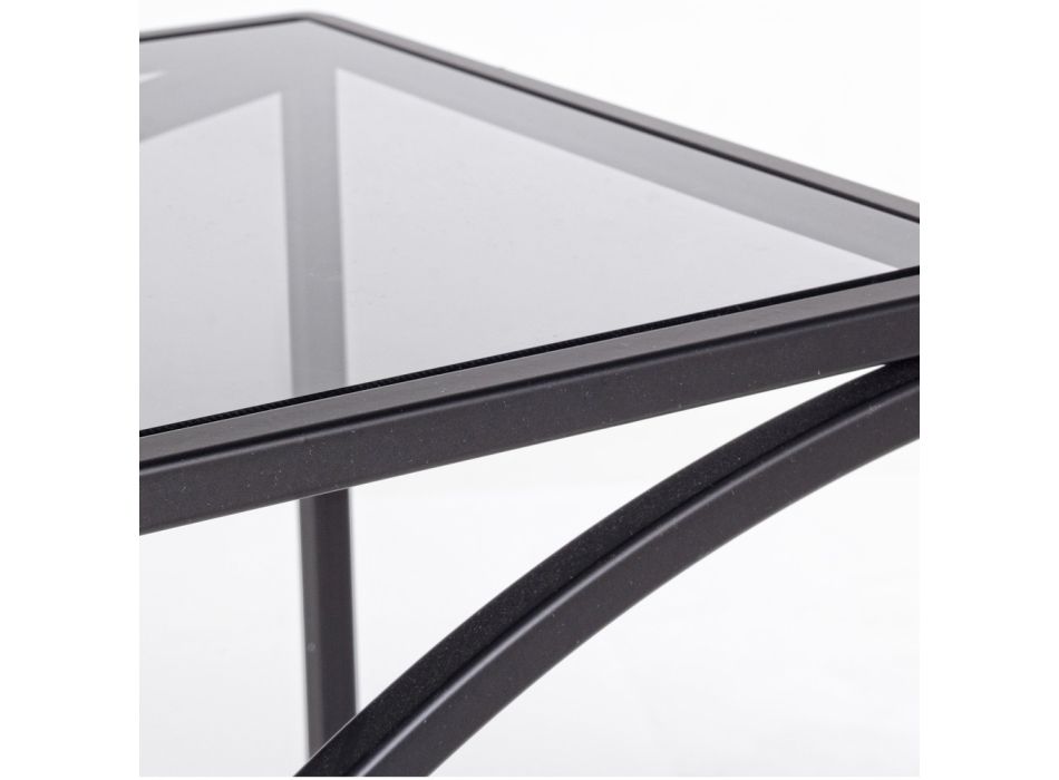 Låg design bokhylla i stål och 3 glashyllor - Federo Viadurini