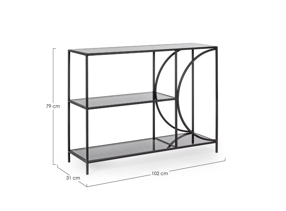 Låg design bokhylla i stål och 3 glashyllor - Federo Viadurini