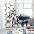 Living Room Bokhylla i Mango Wood Honeycomb Design - Carida Viadurini