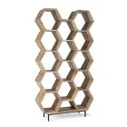 Living Room Bokhylla i Mango Wood Honeycomb Design - Carida Viadurini