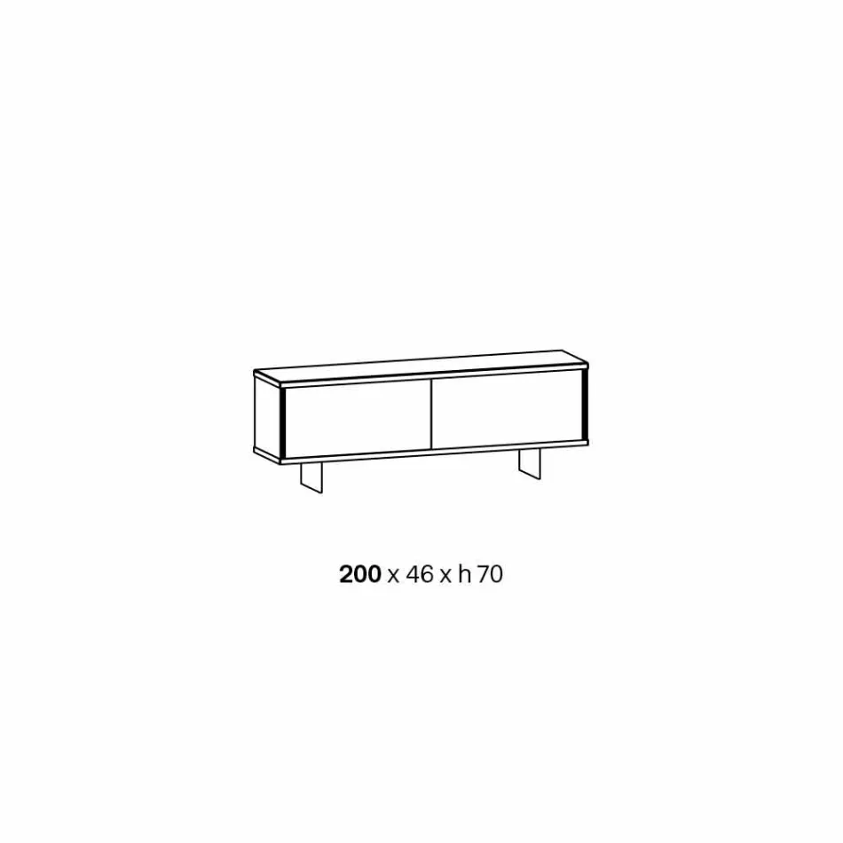 Vardagsrumsskänk i rökt glas och grön eller röd marmor med Led - Leonarda Viadurini