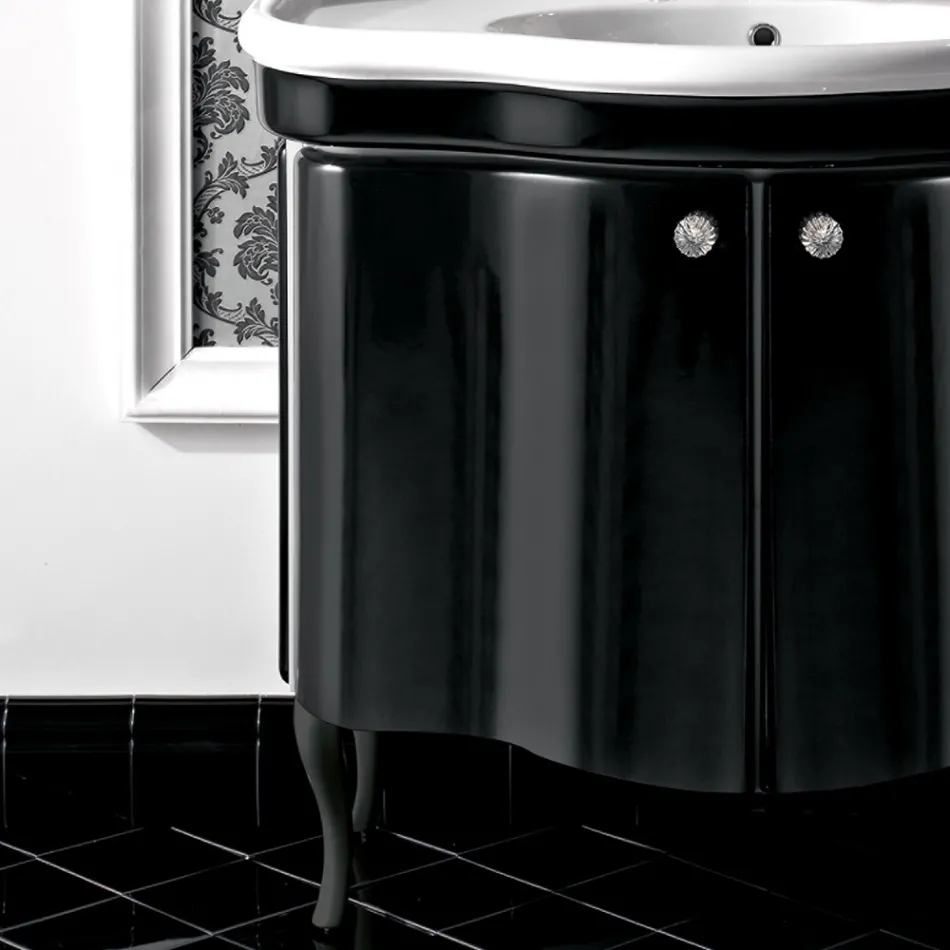 Modernt skåp med två glansiga lackerade dörrar tillverkat i Italien - godis Viadurini