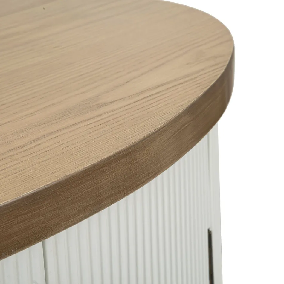 Ovalt träskåp med topp och rundade insatser med 2 dörrar - Rachel Viadurini