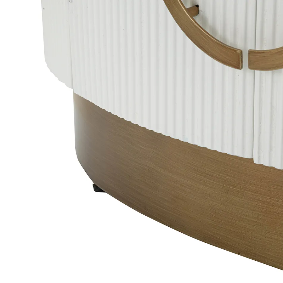 Ovalt träskåp med topp och rundade insatser med 2 dörrar - Rachel Viadurini