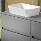 Upphängt badrumsskåp med dubbelt handfat - Mandrillo Viadurini