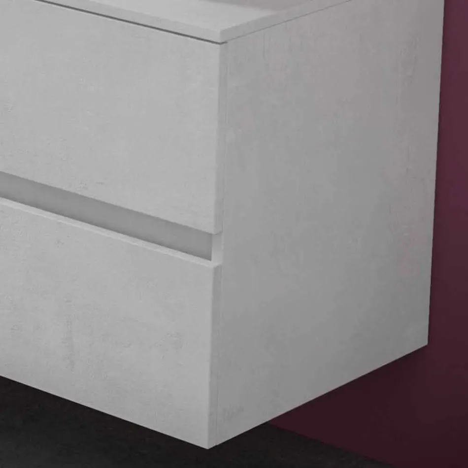 Upphängt badrumsskåp med dubbelt handfat - Mandrillo Viadurini