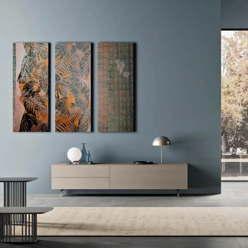 Lågt TV-skåp i ekologiskt trä 1 dörr och 2 lyxlådor - Bruno Viadurini