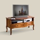 Klassiskt TV-bänk i vitt trä och valnöt Made in Italy - Katerine Viadurini