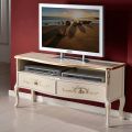 Klassiskt TV-bänk i vitt trä och valnöt Made in Italy - Katerine