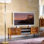 Klassiskt TV-ställ i trä med inlägg tillverkat i Italien - Katerine Viadurini