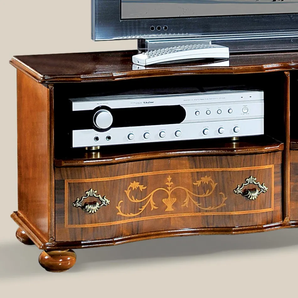 Klassiskt TV-skåp i lyxigt valnötsträ Tillverkat i Italien - Prince Viadurini