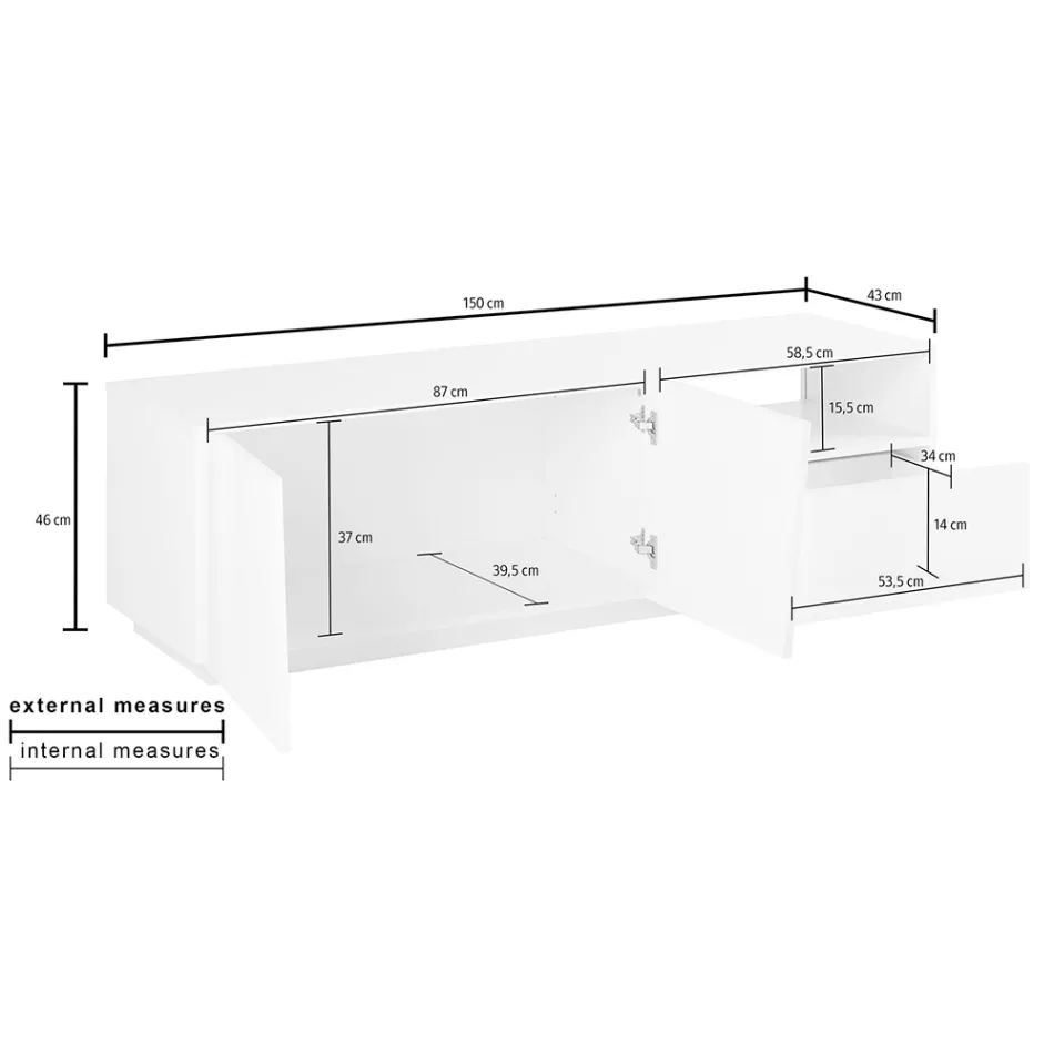 TV-skåp med 2 dörrar, en låda och ett öppet fack Tillverkat i Italien - Popilio Viadurini