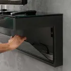 Vägg-TV-skåp i svart kristall och metall Tillverkad i Italien - Americio Viadurini