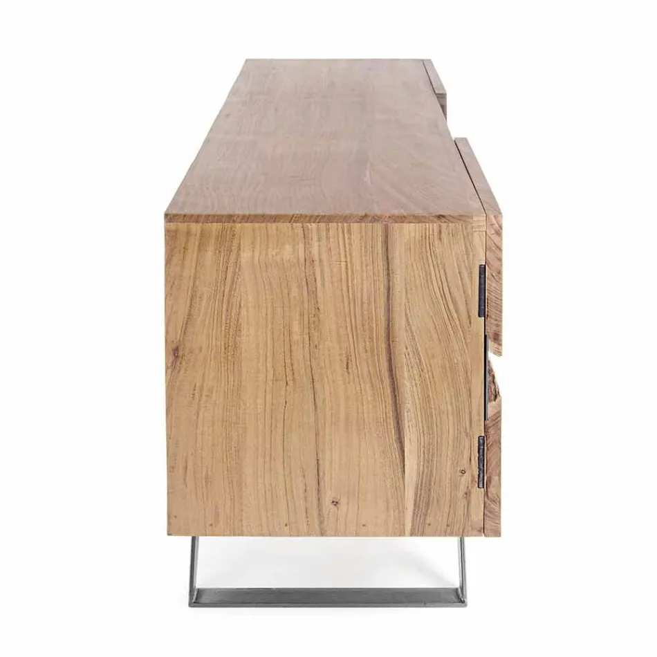 Homemotion TV-stativ i mangoträ med metallinsatser - Sonia Viadurini