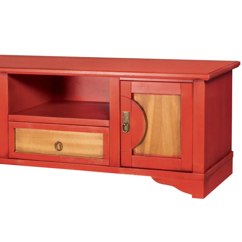 TV-bänk i fanerat trä med olika ytbehandlingar Made in Italy - Purusha Viadurini