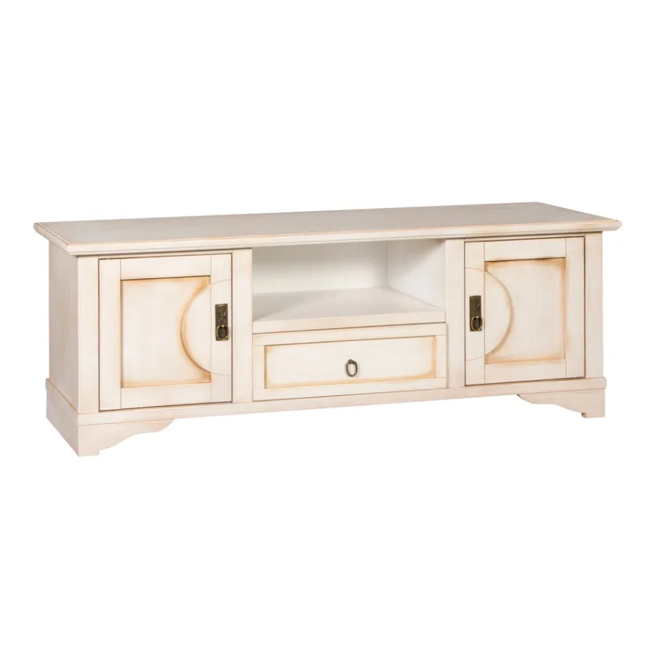 TV-bänk i fanerat trä med olika ytbehandlingar Made in Italy - Purusha Viadurini