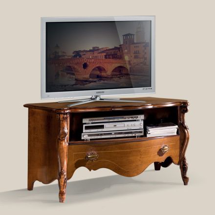 Bassano Walnut TV-skåp med låda Tillverkat i Italien - Commodo Viadurini