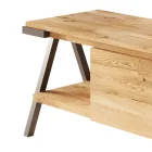 TV-bänk i knuten ek, trä och metall Tillverkad i Italien - Jennifer Viadurini