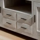 Kendo TV-bänk i massiv teak med 2 dörrar och 4 lådor Viadurini