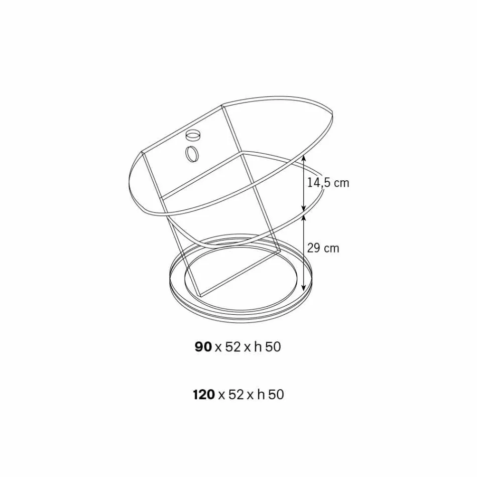 Tv-skåp i glas med roterande bas och 2 måtthylla - Salemme Viadurini