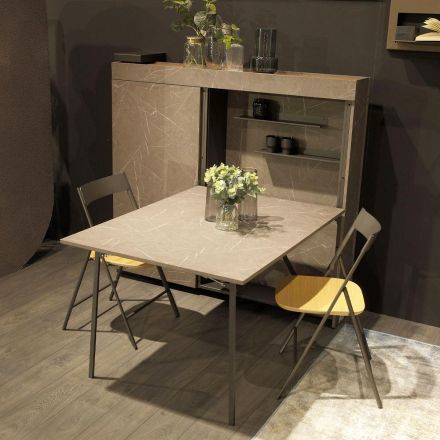 Multifunktionellt roterande skåp med TV-ställ och integrerat bord Tillverkat i Italien - Illusione Viadurini
