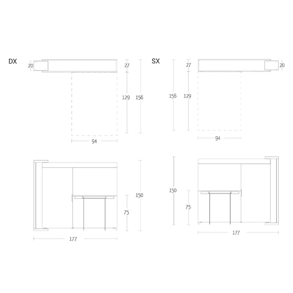 Multifunktionellt roterande skåp med TV-ställ och integrerat bord Tillverkat i Italien - Illusione Viadurini