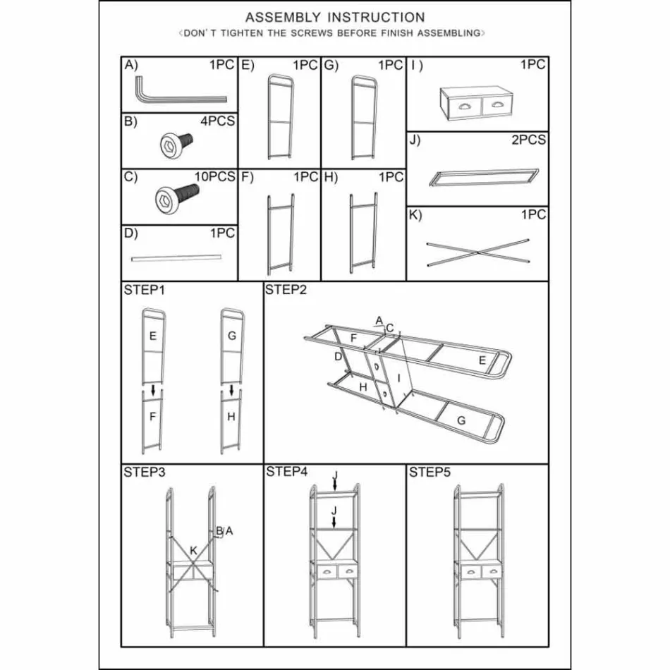 Modern design industriell järn badrum skåp - Pome Viadurini